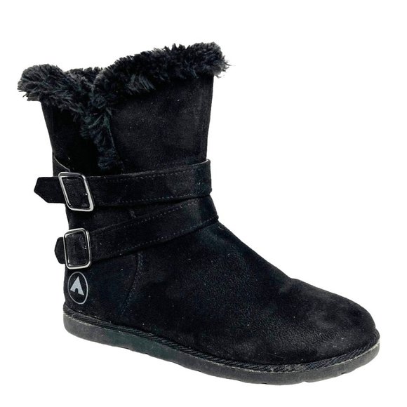 Airwalk Other - Airwalk Boots Big Girls Size 4 Black Winter Faux Suede Round Toe Ankle Booties